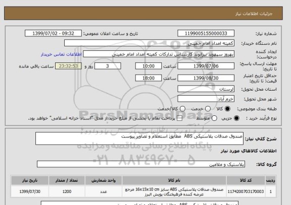 استعلام صندوق صدقات پلاستیکی ABS  مطابق استعلام و تصاویر پیوست