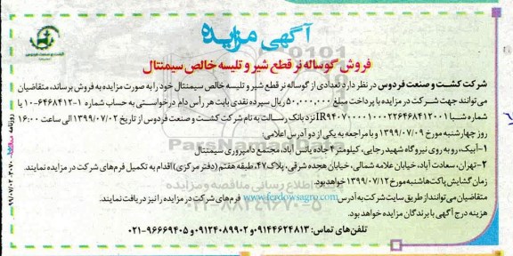 آگهی مزایده , مزایده فروش گوساله نر قطع شیر و تلیسه خالص سیمنتال 