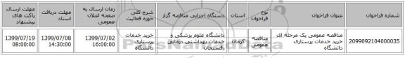 مناقصه عمومی یک مرحله ای خرید خدمات پرستاری دانشگاه