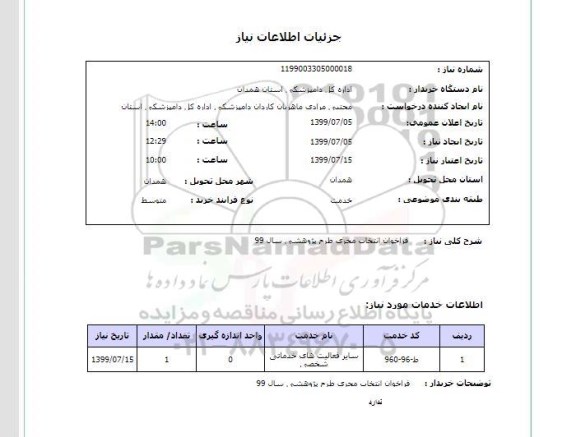 استعلام فراخوان انتخاب مجری طرح پژوهشی سال 99