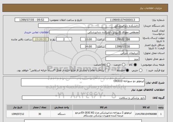 استعلام ایرموتور دو سوراخه CROCO 