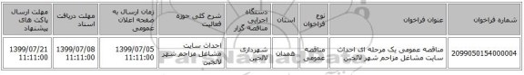 مناقصه عمومی یک مرحله ای احداث سایت مشاغل مزاحم شهر لالجین