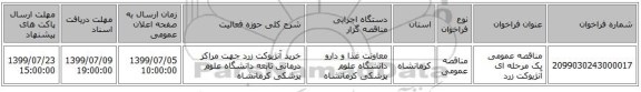 مناقصه عمومی یک مرحله ای آنژیوکت زرد