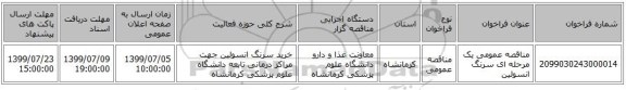 مناقصه عمومی یک مرحله ای سرنگ انسولین
