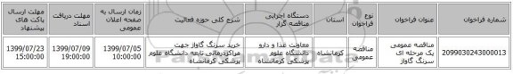 مناقصه عمومی یک مرحله ای سرنگ گاواژ