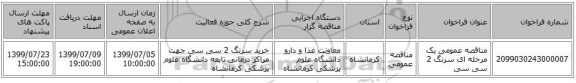 مناقصه عمومی یک مرحله ای سرنگ 2 سی سی