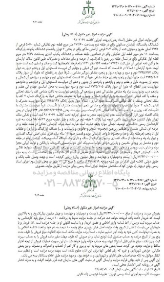 مزایده،مزایده ششدانگ آپارتمان مسکونی 172.60 مترمربع