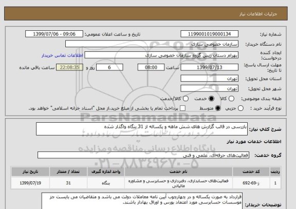 استعلام بازرسی در قالب گزارش های شش ماهه و یکساله از 31 بنگاه واگذار شده