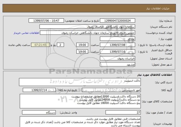 استعلام داکت اسپلیت 