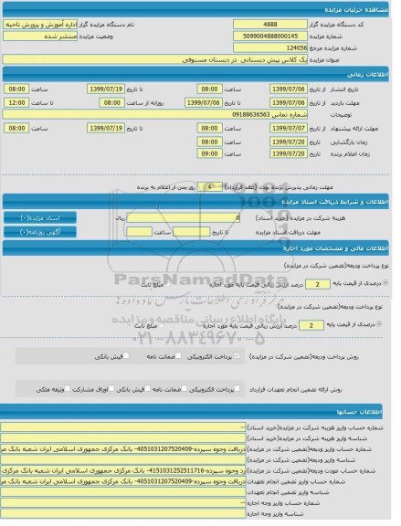 مزایده, مزایده یک کلاس پیش دبستانی