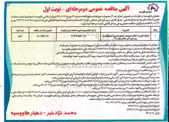 مناقصه ، مناقصه عملیات تخریب آسفالت فرسوده و جداول قدیمی .. 