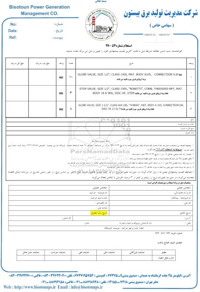 استعلام ,استعلام GLOBE VALVE  