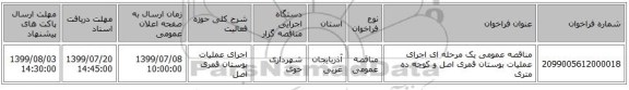 مناقصه عمومی یک مرحله ای اجرای عملیات بوستان قمری اصل و کوچه ده متری 