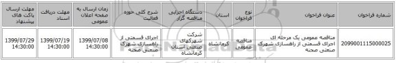مناقصه عمومی یک مرحله ای اجرای قسمتی از راهسازی شهرک صنعتی صحنه