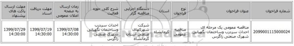 مناقصه عمومی یک مرحله ای احداث سردرب وساختمان نگهبانی شهرک صنعتی زاگرس