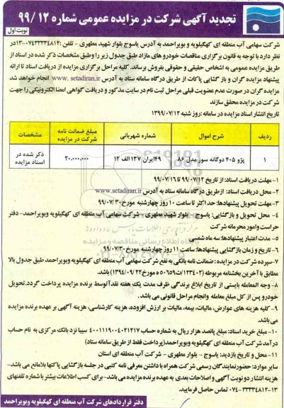 آگهی مزایده عمومی ، مزایده فروش خودروهای مازاد 