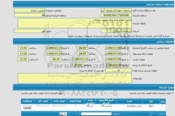 مزایده, مزایده تریلی چهارچرخ