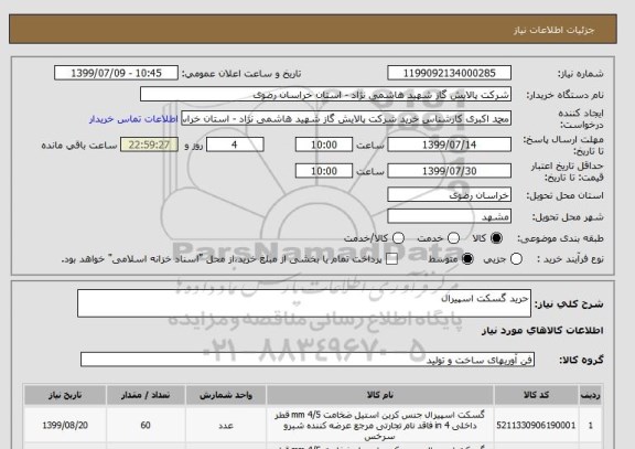 استعلام حرید گسکت اسپیرال