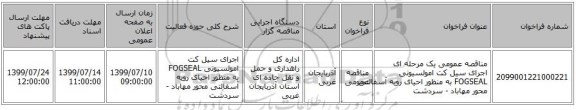مناقصه عمومی یک مرحله ای اجرای سیل کت امولسیونی FOGSEAL به منظور احیای رویه آسفالتی محور مهاباد - سردشت