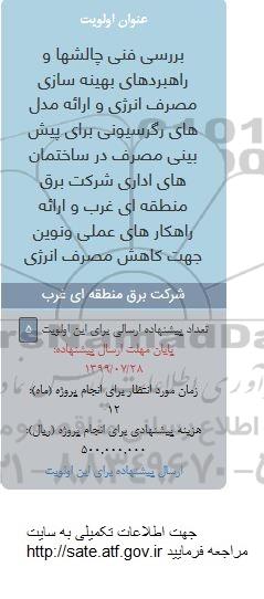 فراخوان, فراخوان بررسی فنی چالشها و راهبردهای بهینه سازی مصرف انرژی ...