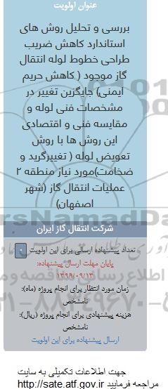 فراخوان بررسی و تحلیل روش های استاندارد کاهش ضریب طراحی خطوط لوله انتقال