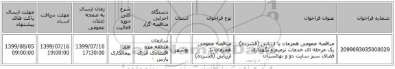 مناقصه عمومی همزمان با ارزیابی (فشرده) یک مرحله ای خدمات ترمیم و نگهداری فضای سبز سایت دو و نهالستان 