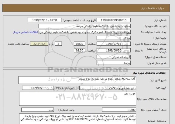 استعلام گان سه تکه شامل کلاه پیراهن بلند تا زانو و شلوار 