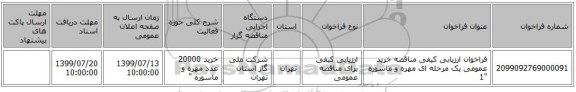 فراخوان ارزیابی کیفی مناقصه خرید عمومی یک مرحله ای مهره و ماسوره 
