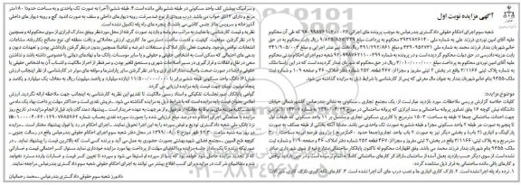 مزایده،پلاک ثبتی 3.1166 بخش دو نوبت اول