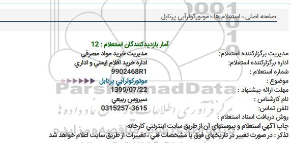 استعلام موتور کولر آبی پرتابل