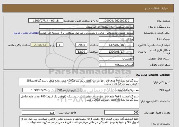 استعلام سم گلایفوزیت41% مایع قابل حل در آب(قوطی یک لیتری)400 عدد، مایع مکمل سم گلافوزیت8% (قوطی نیم لیتری) 100 عدد