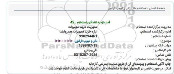 استعلام, استعلام تابر و تیوپ فرغون 