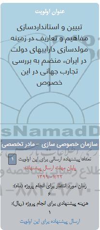 فراخوان , فراخوان تبیین و استاندارد سازی مفاهیم و تعاریف در زمینه مولد سازی