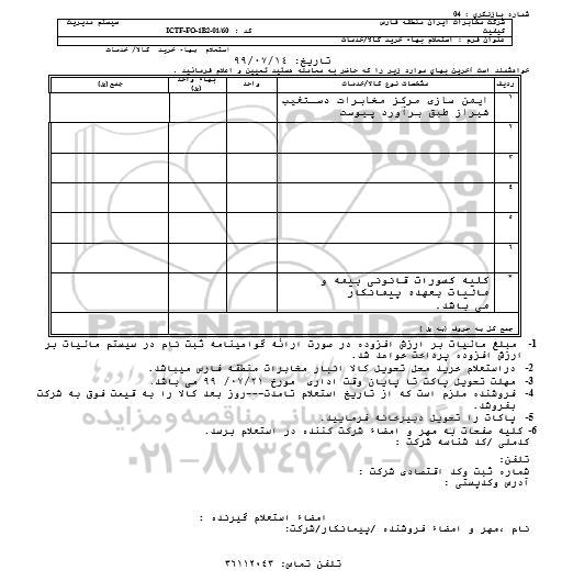 استعلام، استعلام ایمن سازی مرکز مخابرات دستغیب 