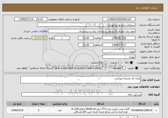 استعلام ایران کد مشابه میباشد
