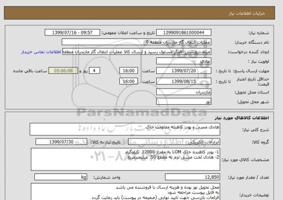 استعلام هادی مسی و پودر کاهنئه مقاومت خاک