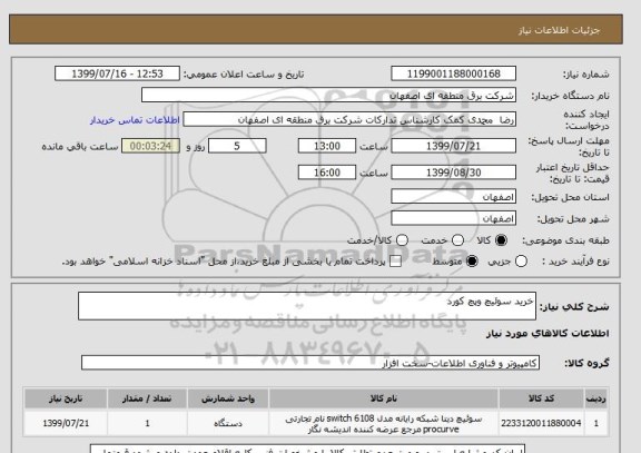 استعلام خرید سوئیچ وپچ کورد