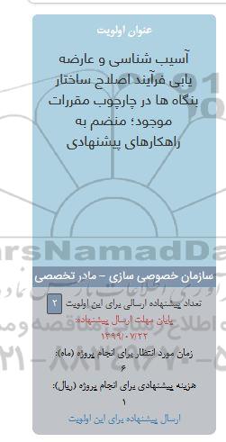 فراخوان، فراخوان آسیب شناسی و عارضه یابی فرایند اصلاح ساختار بنگاه ها