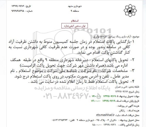 استعلام، استعلام آرام سازی رینگ پیرامون کارخانه نوآوری