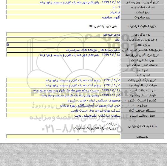 خرید انواع تجهیزات آزمایشگاهی بهره برداری