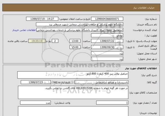 استعلام جرثقیل برقی بین 400 کیلو تا 600 کیلو