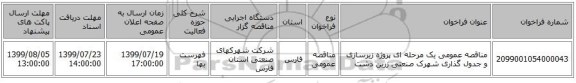 مناقصه عمومی یک مرحله ای پروژه زیرسازی و جدول گذاری شهرک صنعتی زرین دشت