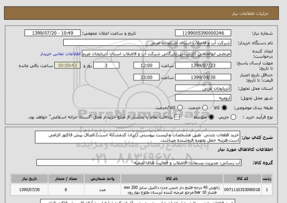 استعلام خرید قطعات چدنی  طبق مشخصات و لیست پیوستی (ایران کدمشابه است).الصاق پیش فاکتور الزامی است.هزینه حمل بعهده فروشنده میباشد.