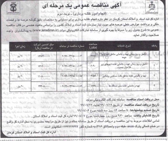 مناقصه مناقصه انجام امور نقشه برداری - نوبت دوم
