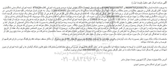 مزایده،مزایده فروش پلاک ثبتی 28 فرعی از 4 فرعی از 2722 اصلی