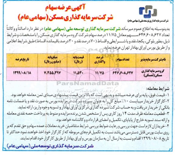 مزایده ، مزایده عرضه سهام 