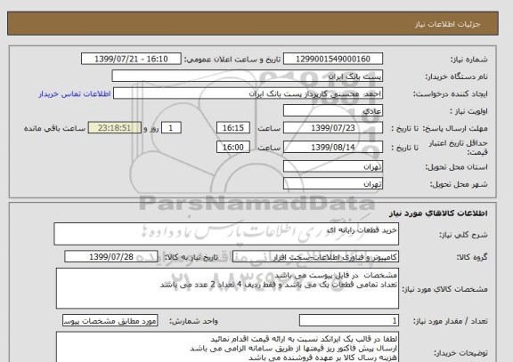 استعلام خرید قطعات رایانه ای