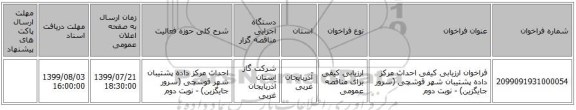 فراخوان ارزیابی کیفی احداث مرکز داده پشتیبان شهر قوشچی (سرور جایگزین) - نوبت دوم