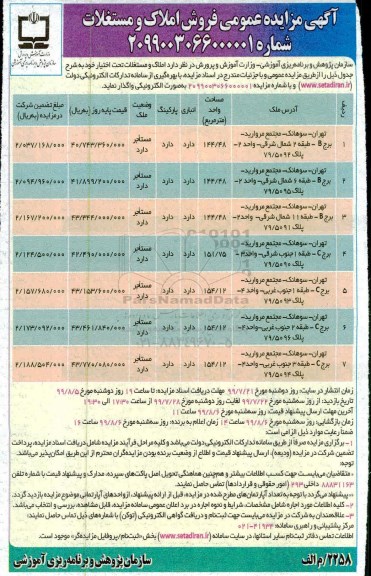مزایده مزایده فروش املاک و مستغلات