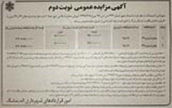 مزایده م مزایده فروش دوباب مغازه نوبت دوم